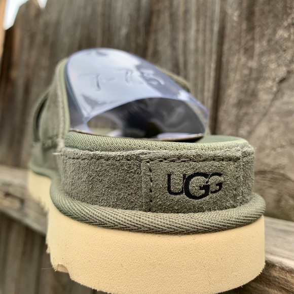 UGG Sandals Goldenstar Cross Platform Slide Moss Green Suede Leather - Picture 3 of 16